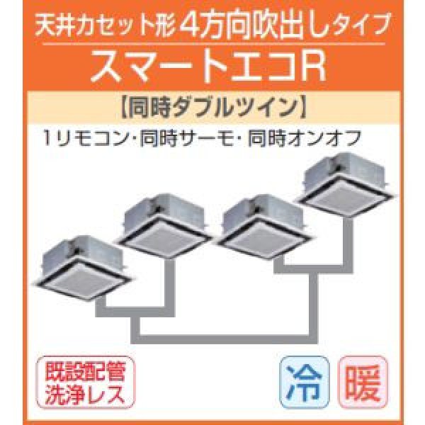 画像1: 東芝　４方向天井カセット形　三相２００Ｖ　同時ダブルツイン　スマートエコR (1)